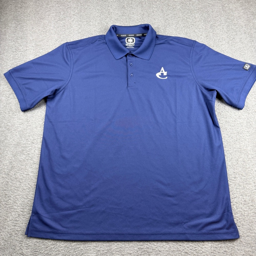 Ogio Men's XL Blue Short‎ Sleeve Polo Shirt AC Logo Performance Golf Casual